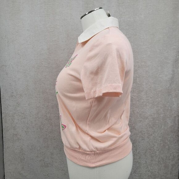 Haband Vintage Peach Floral Women's Top Cottagecore Spring Deadstock Blouse Tee - Picture 4 of 11